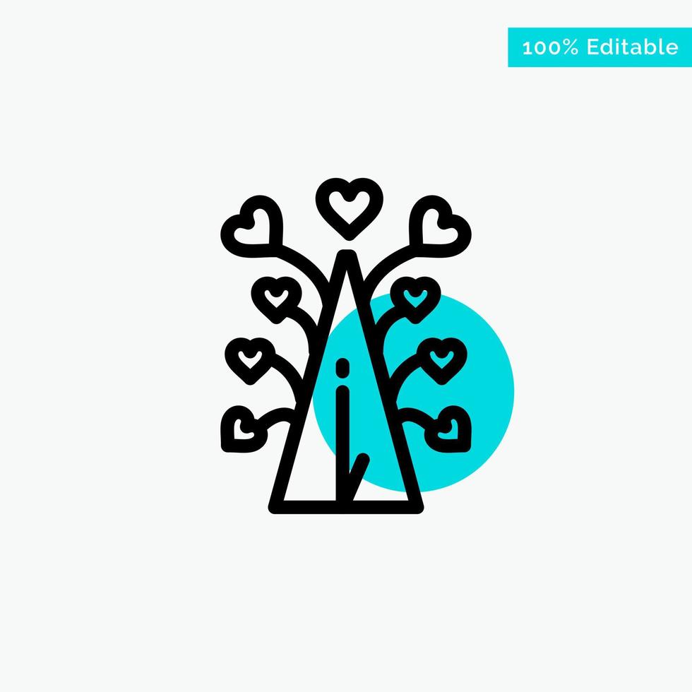 amor árbol corazón san valentín día de san valentín turquesa resaltar círculo punto vector icono