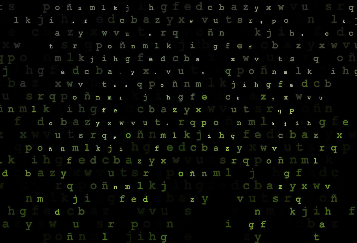 patrón de vector verde oscuro con símbolos abc.