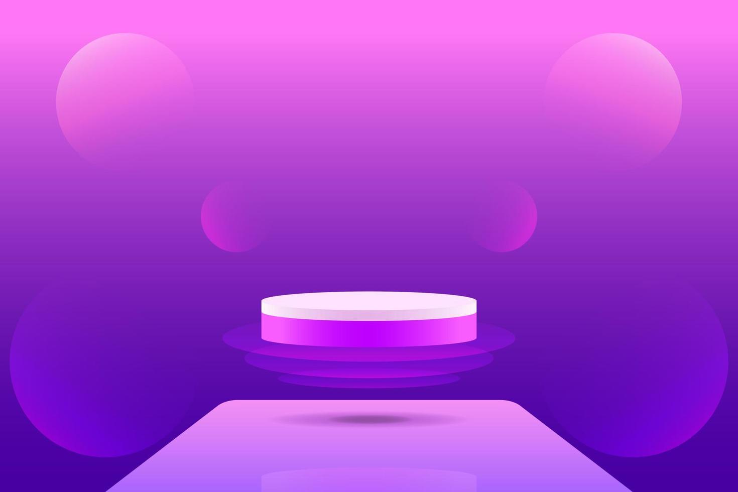 Set purple violet 3d object cylinder pedestal podium display gradient color minimal scene showroom vector