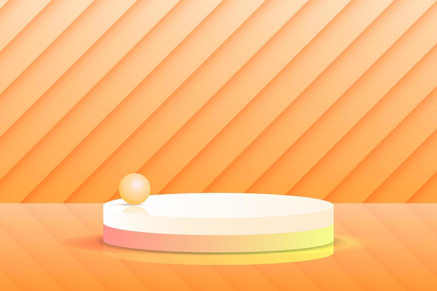 Set orange yellow 3d object cylinder pedestal podium display gradient color minimal scene showroom vector