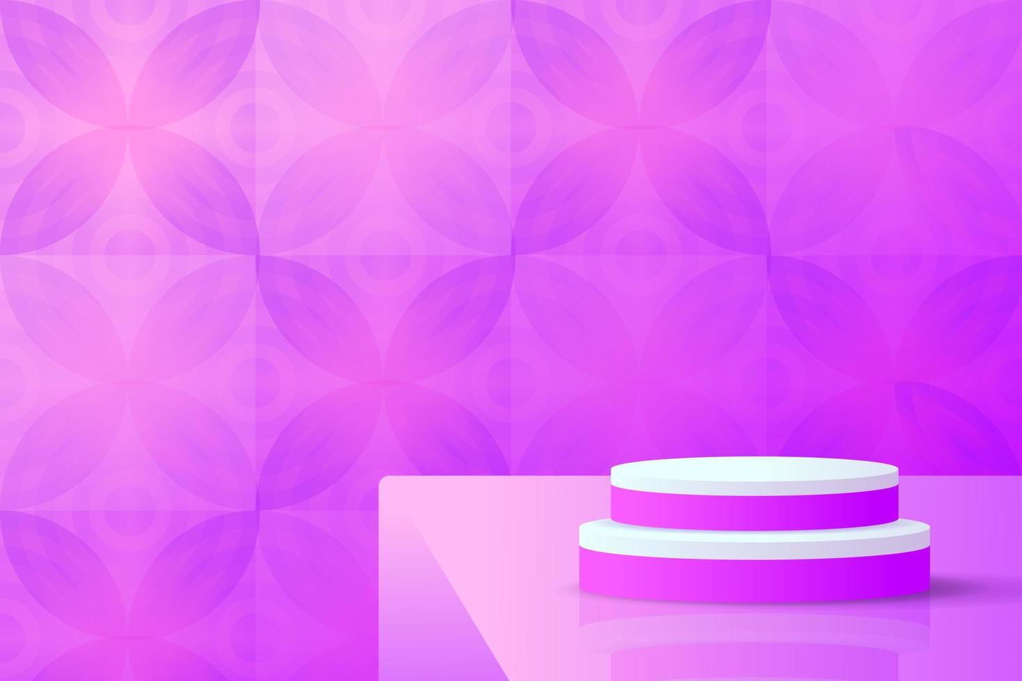 Set purple violet 3d object cylinder pedestal podium display gradient color minimal scene showroom vector