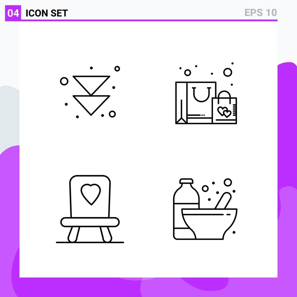 conjunto de 4 iconos en estilo de línea. símbolos de esquema creativos para el diseño de sitios web y aplicaciones móviles. signo de icono de línea simple aislado sobre fondo blanco. 4 iconos. vector