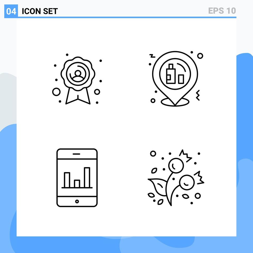Modern 4 Line style icons. Outline Symbols for general use. Creative Line Icon Sign Isolated on White Background. 4 Icons Pack. vector