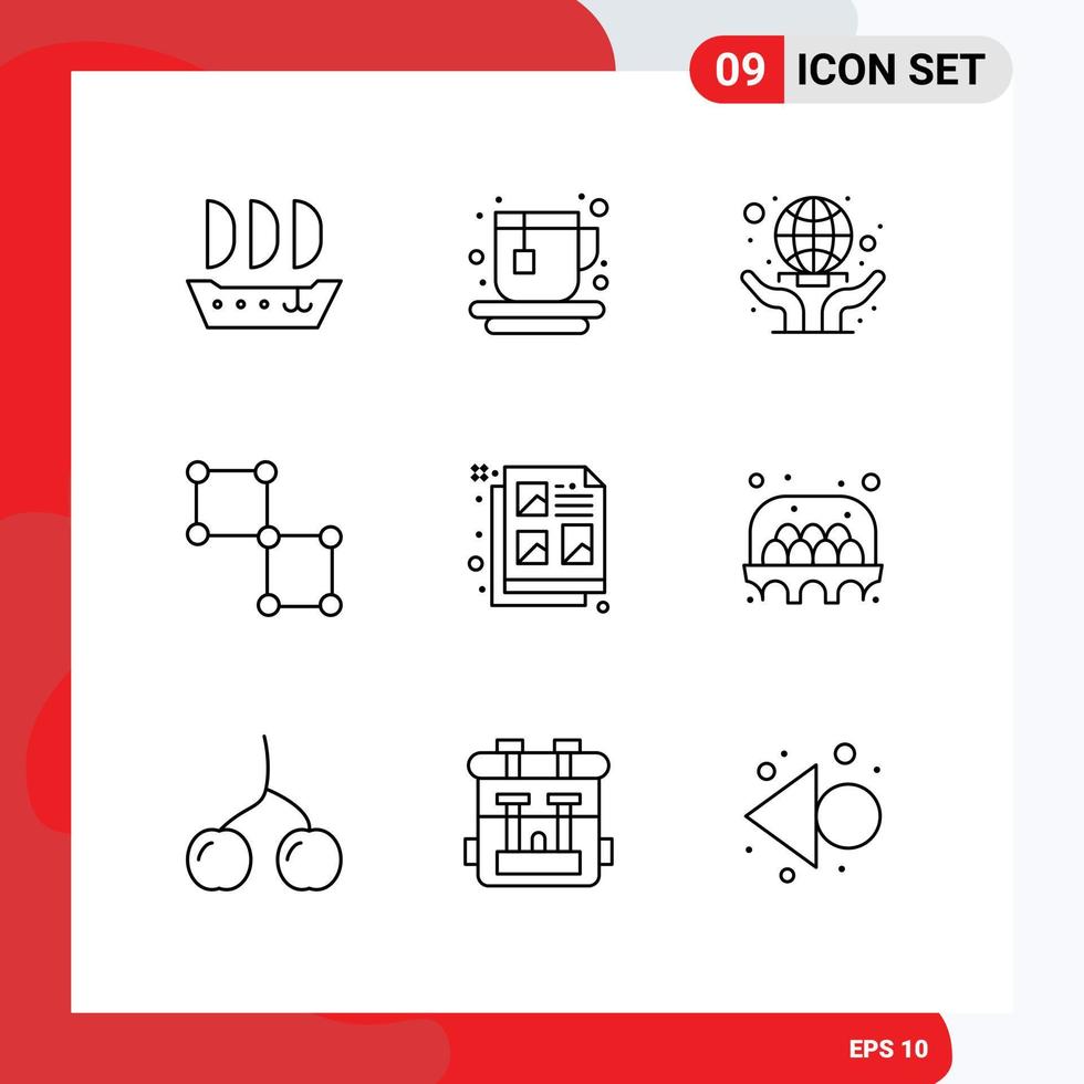 conjunto de 9 iconos de interfaz de usuario modernos símbolos signos para el diseño de ideas manos ciencia creativa elementos de diseño vectorial editables vector