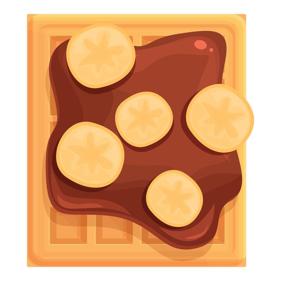 Banana chocolate waffle icon cartoon vector. Belgian food vector