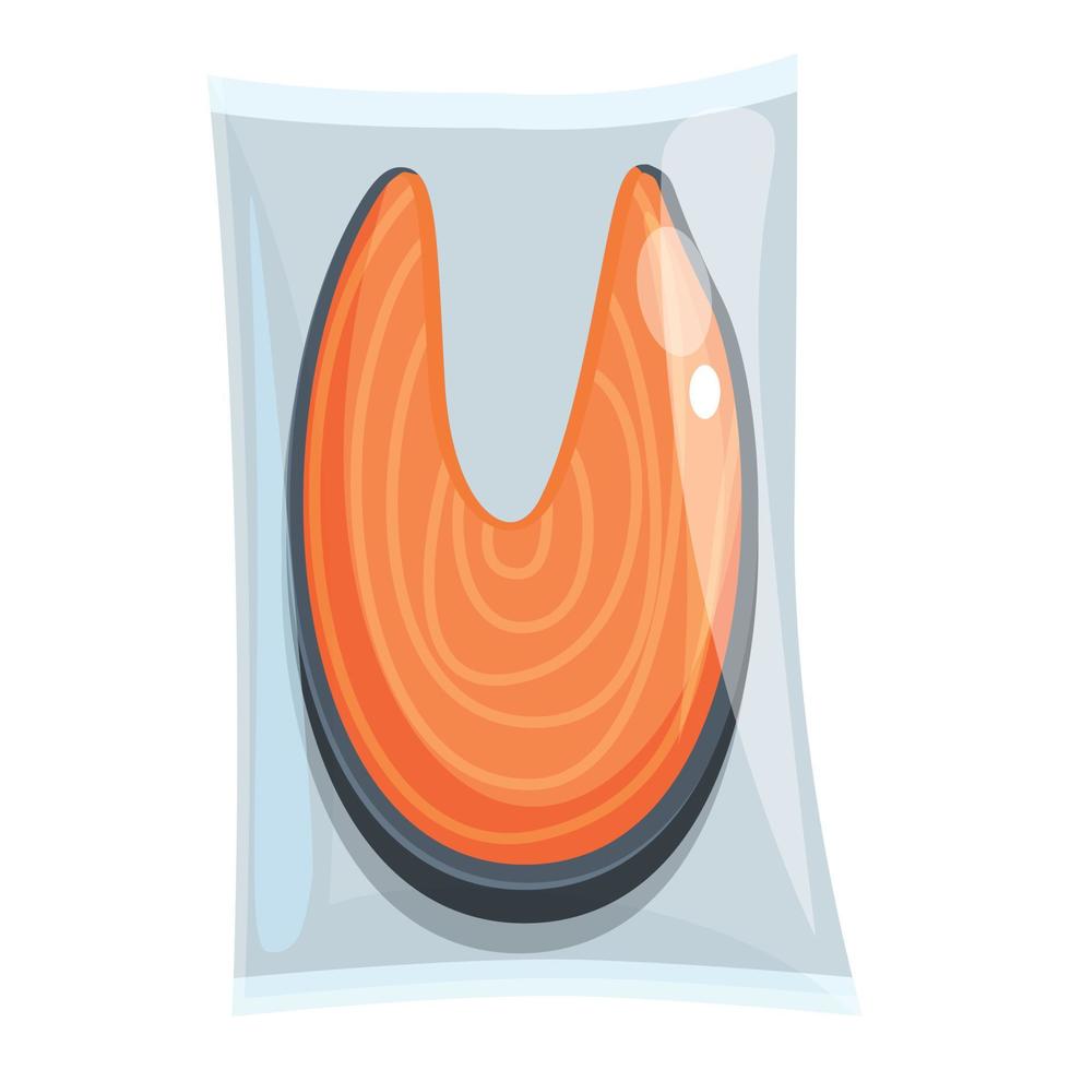 vector de dibujos animados de icono de bolsa de vacío de pescado rojo. comida carne