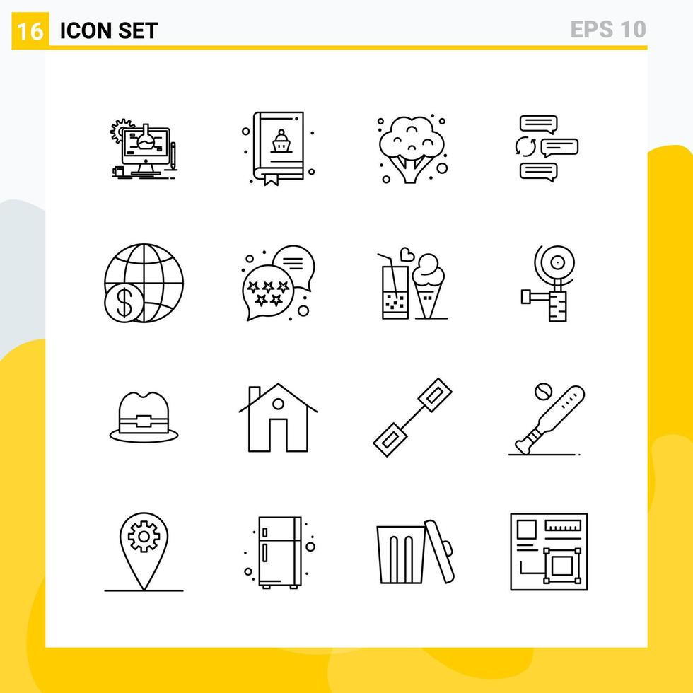 Collection of 16 Universal Line Icons. Icon Set for Web and Mobile. vector