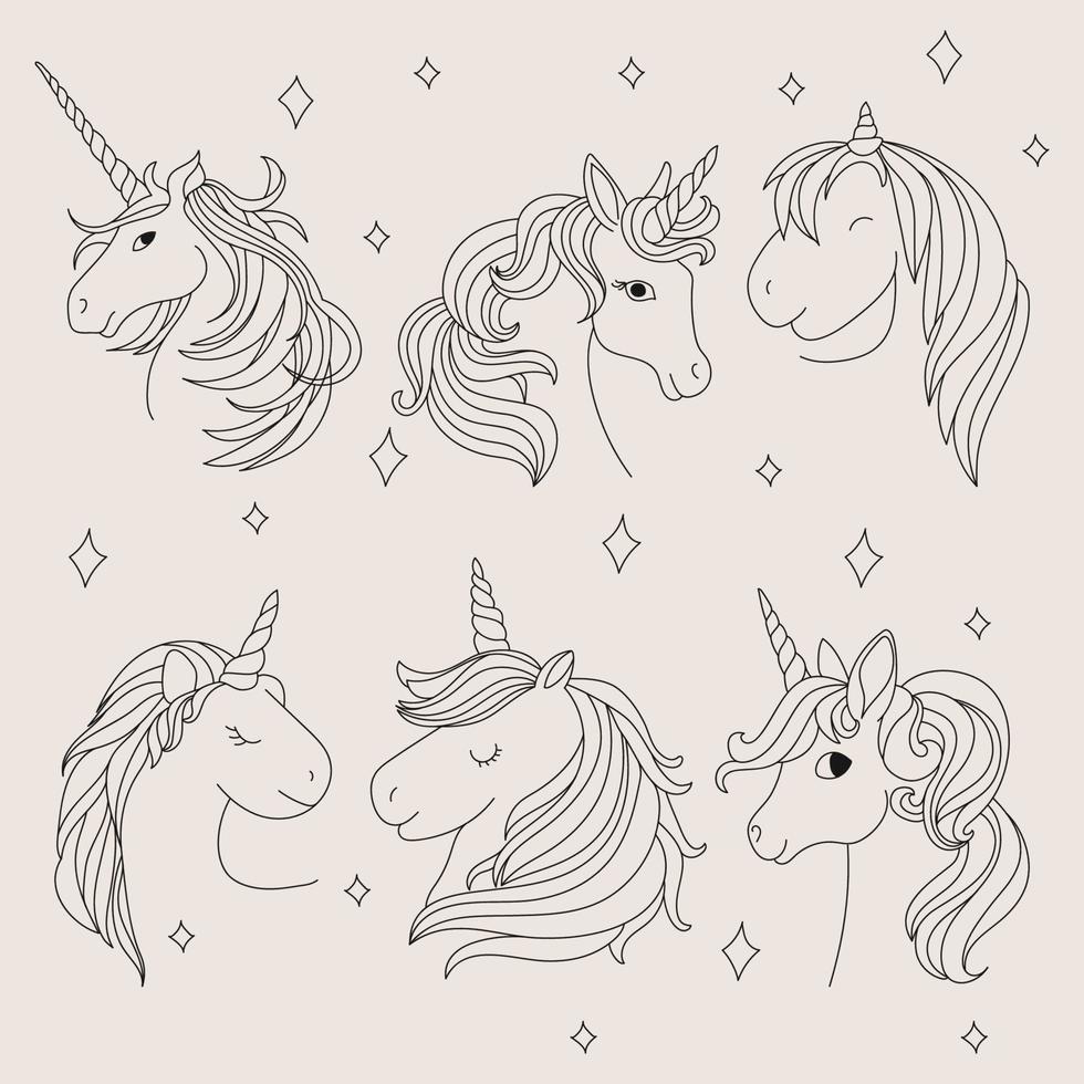 Unicorn abstract Line Art design vector