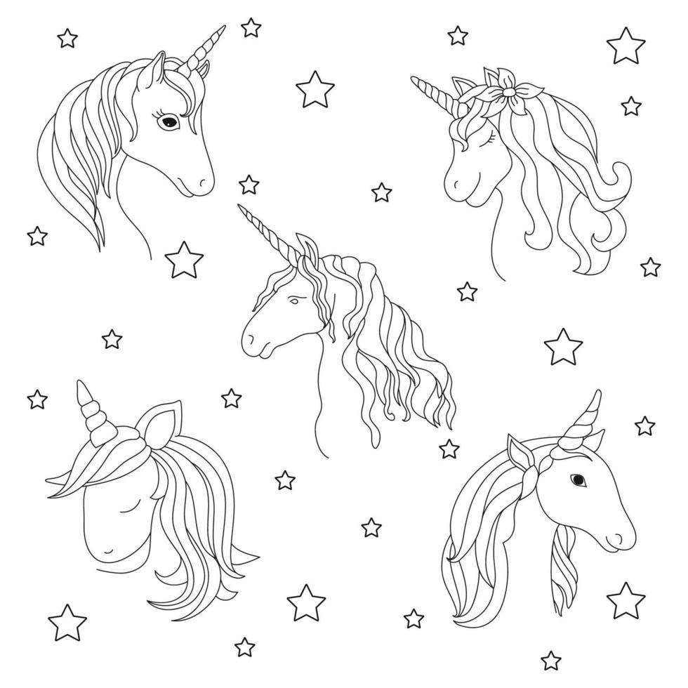 Unicorn abstract Line Art design vector