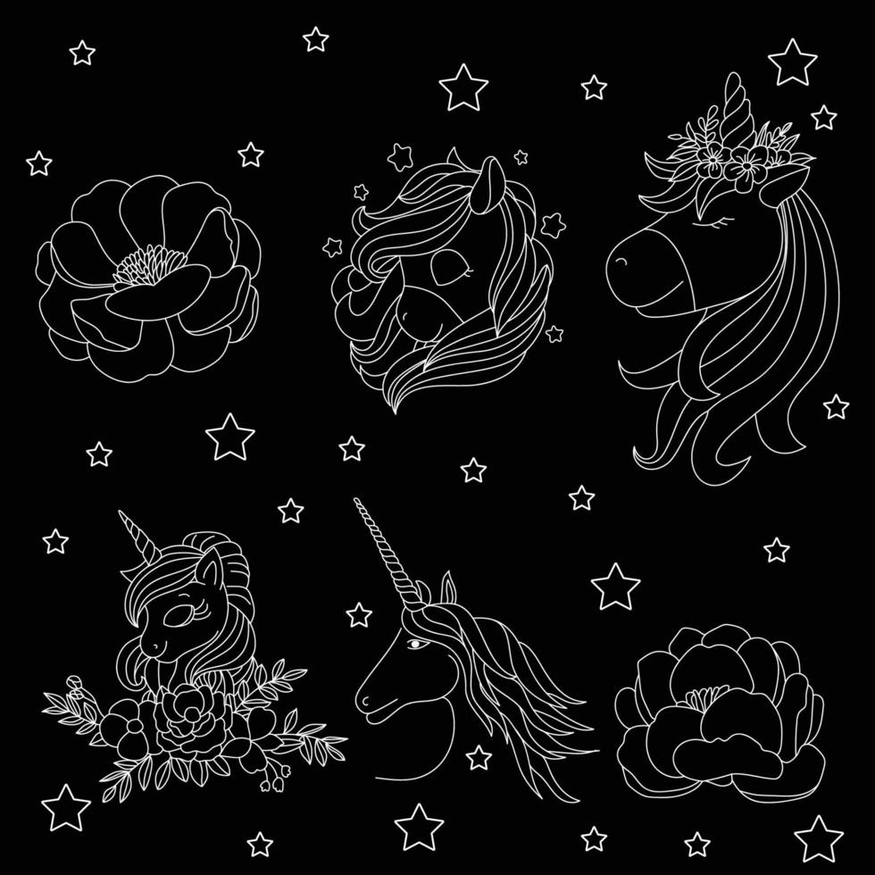 Unicorn Line art design vector