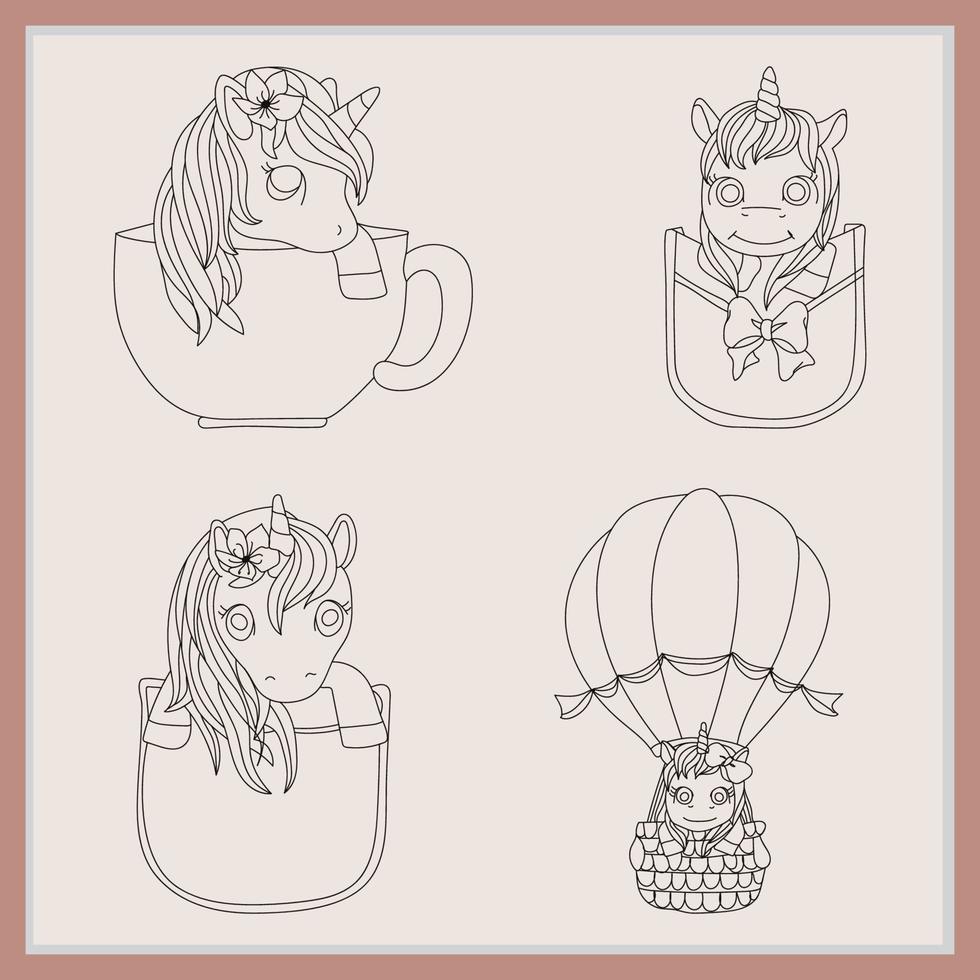 Unicorn abstract Line Art design vector