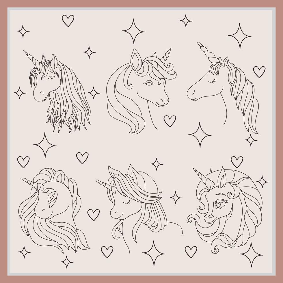 Unicorn abstract Line Art design vector