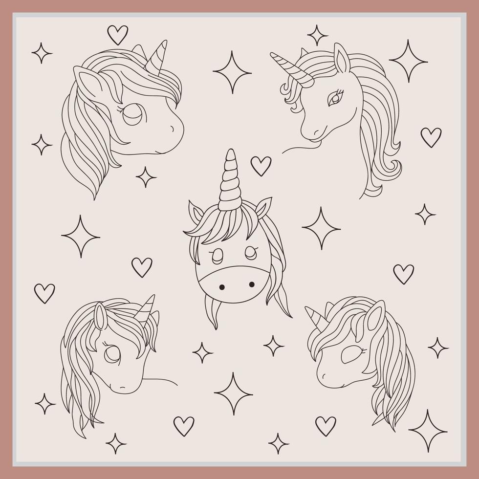 Unicorn abstract Line Art design vector