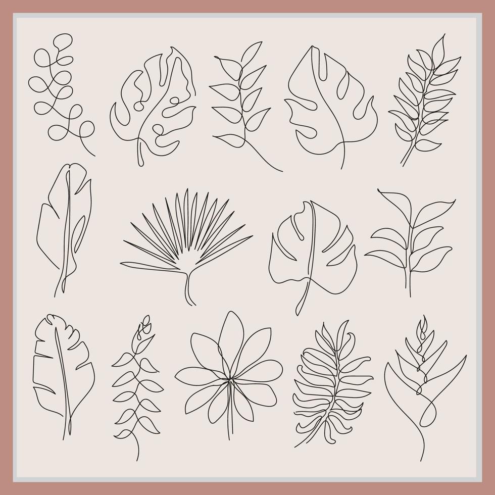 Leaf flower floral and food line art design vector