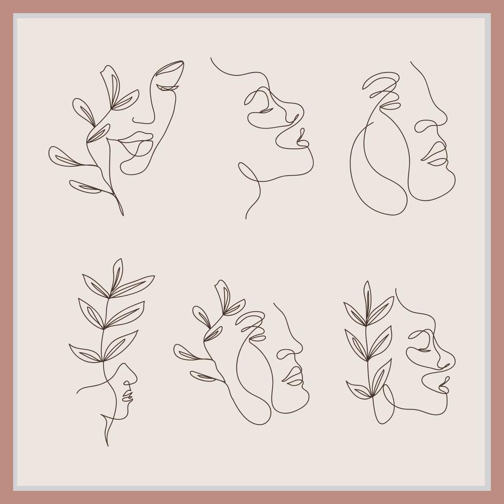 Abstract Women face line art design vector