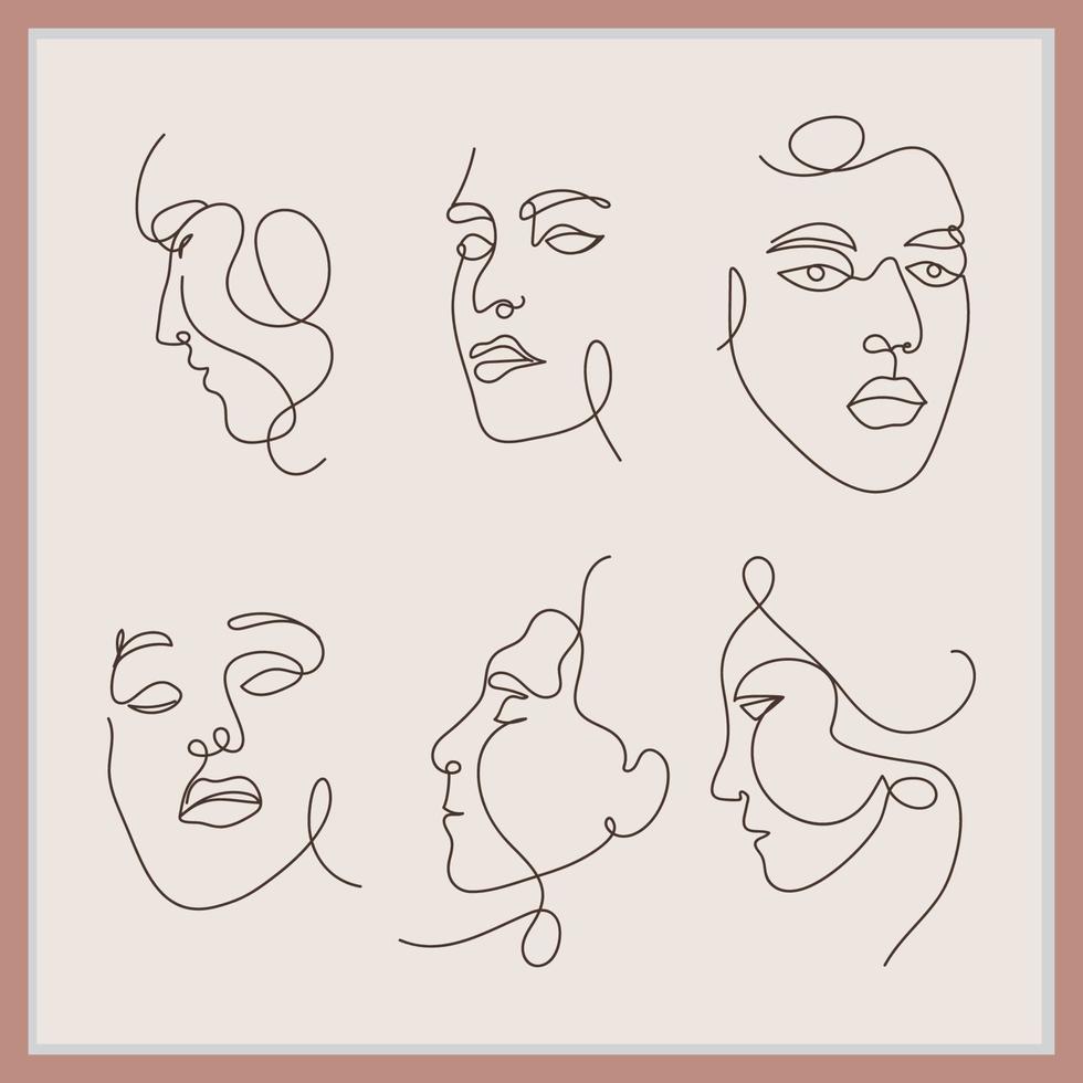 diseño de arte de línea de cara de mujer abstracta vector