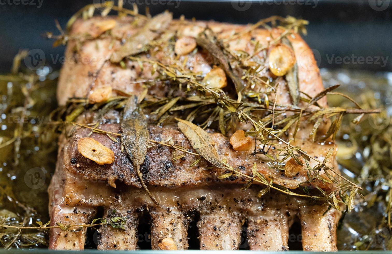 duroc pork rips with herbs and spices photo
