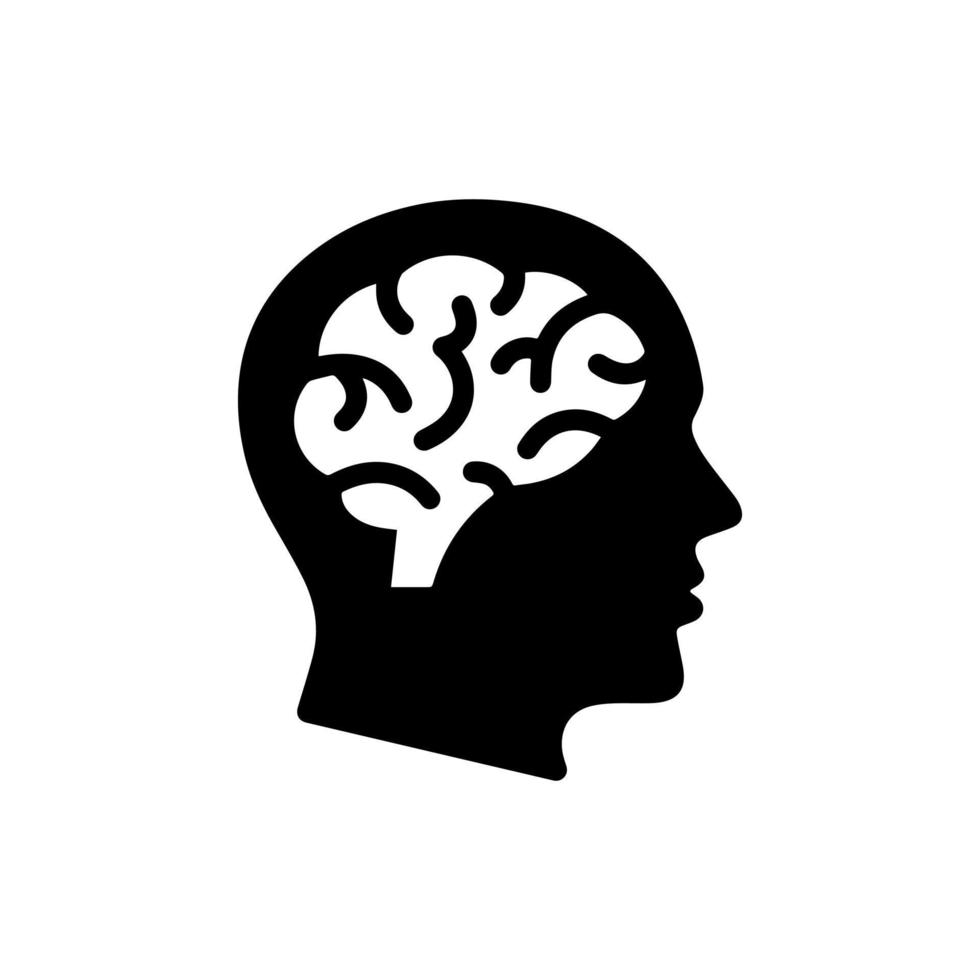 the human brain and silhouette vector