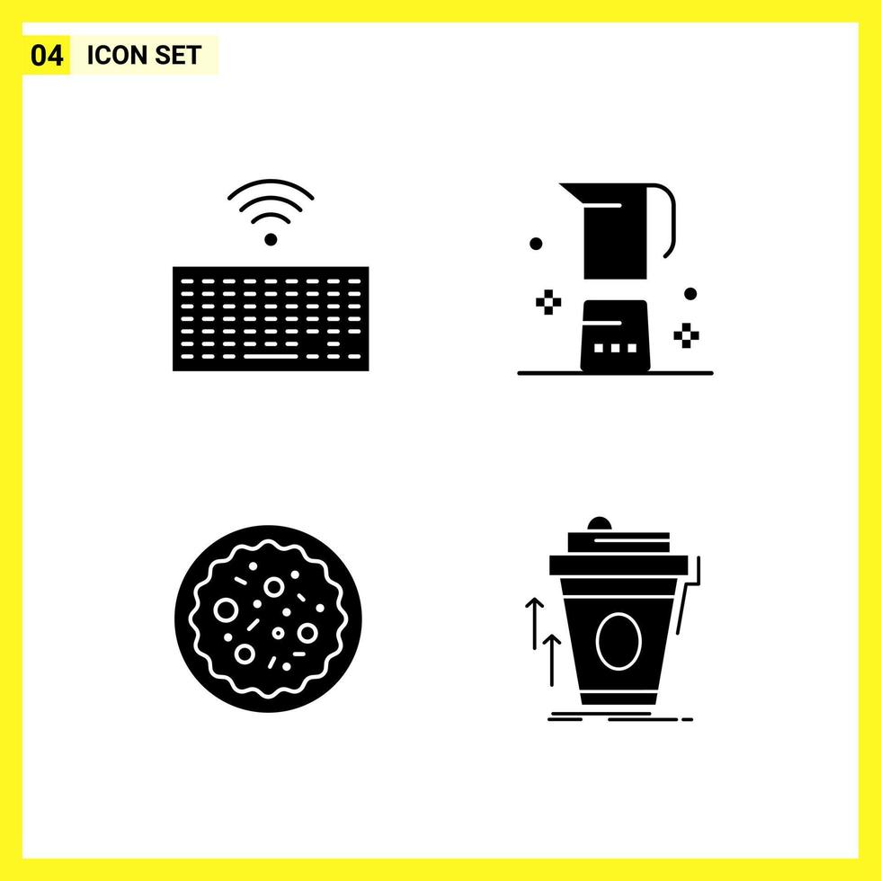 4 Icon Set Simple Solid Symbols Glyph Sign on White Background for Website Design Mobile Applications and Print Media Creative Black Icon vector background