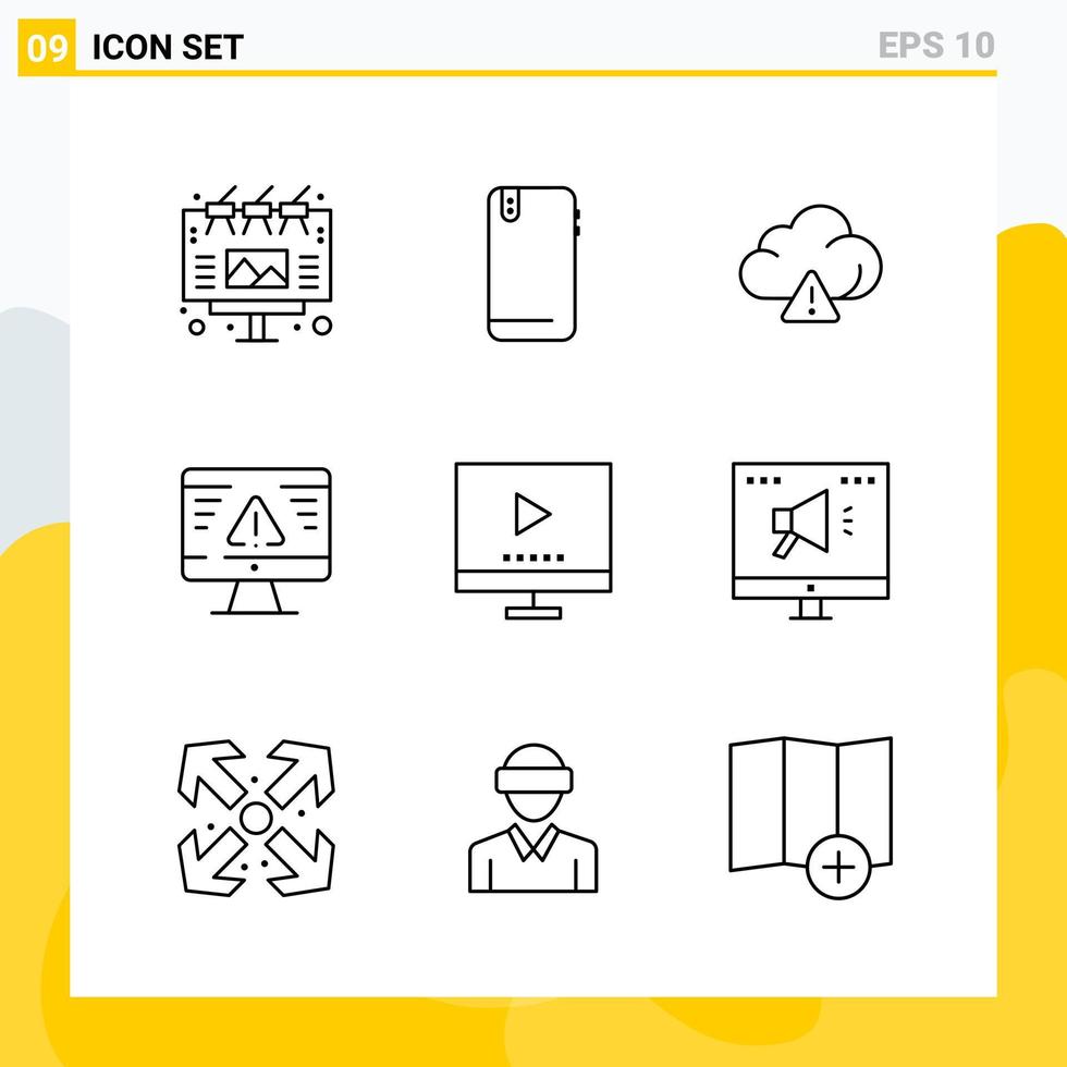 Collection of 9 Universal Line Icons. Icon Set for Web and Mobile. vector