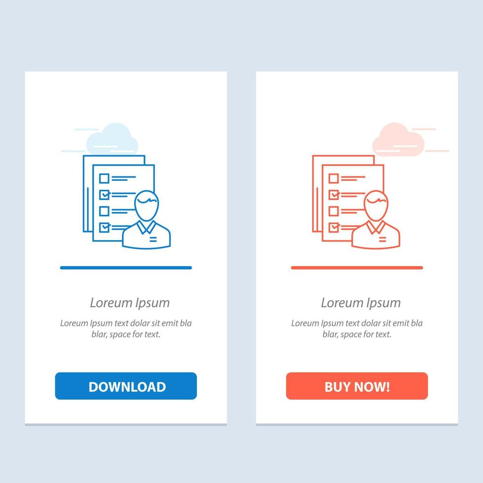 Profile Abilities Business Employee Job Man Resume Skills  Blue and Red Download and Buy Now web Widget Card Template vector