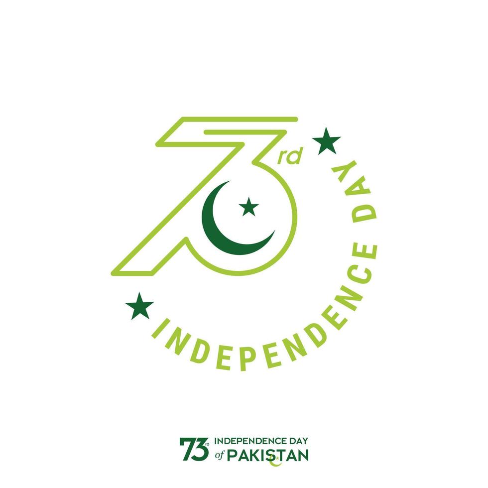 diseño de tipografía del día de la independencia de pakistán tipografía creativa del 73.º feliz día de la independencia de pakistán ilustración de diseño de plantilla vectorial vector