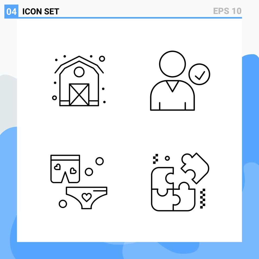 iconos de estilo moderno de 4 líneas. símbolos de contorno para uso general. signo de icono de línea creativa aislado sobre fondo blanco. Paquete de 4 iconos. vector