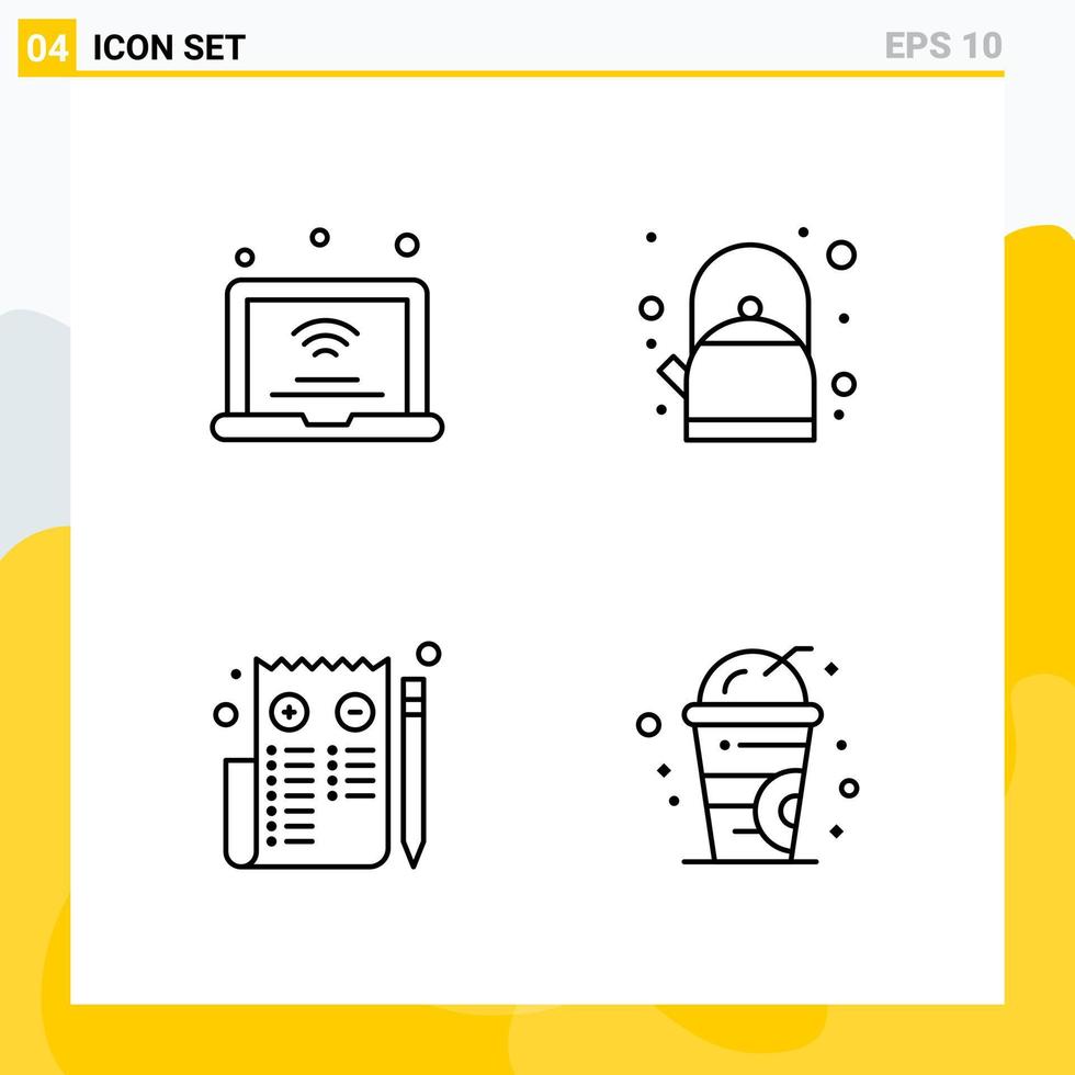 Collection of 4 Universal Line Icons. Icon Set for Web and Mobile. vector