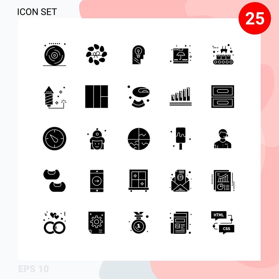 Set of 25 Modern UI Icons Symbols Signs for shipping fragile business container think Editable Vector Design Elements