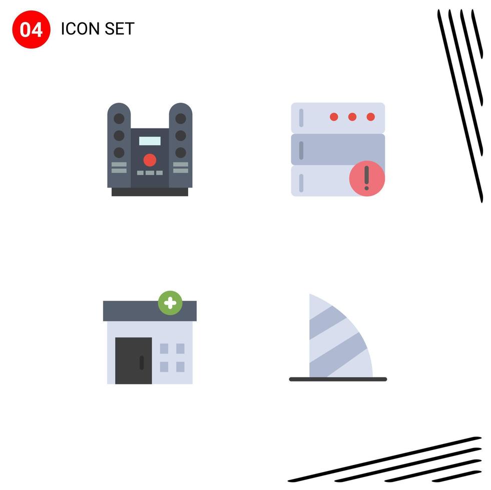 Modern Set of 4 Flat Icons and symbols such as cinema house stage server dubai Editable Vector Design Elements