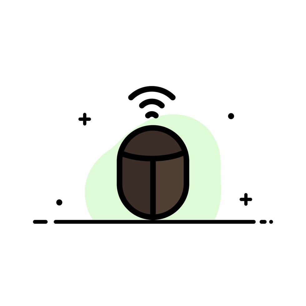 ratón wifi computadora negocio línea plana icono lleno vector banner plantilla