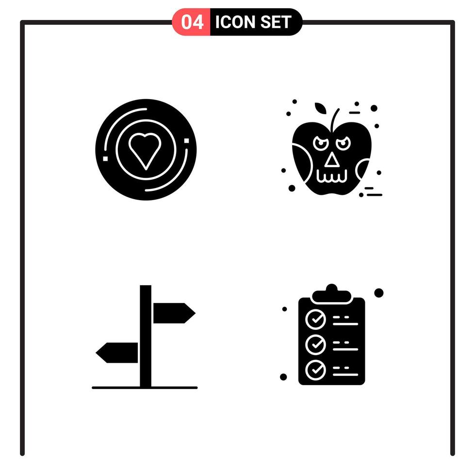 Set of 4 Solid Style Icons for web and mobile. Glyph Symbols for print. Solid Icon Signs Isolated on White Background. 4 Icon Set. vector