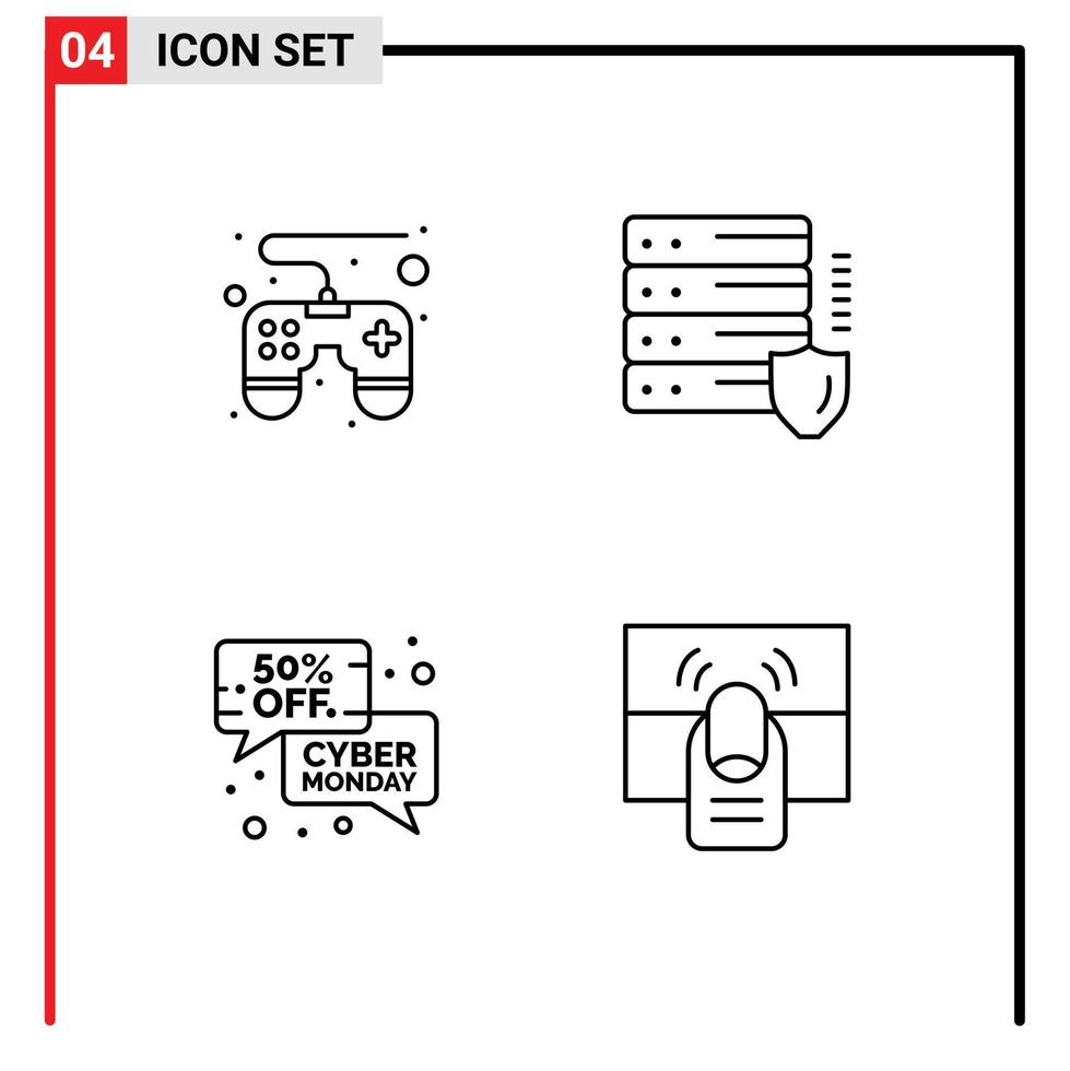 Paquete de 4 líneas de interfaz de usuario de signos y símbolos modernos del mensaje del panel de control gdpr venta de seguridad elementos de diseño vectorial editables vector