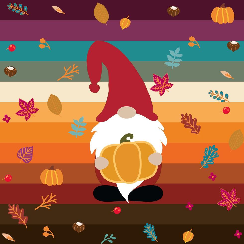 gnomos de otoño con elementos de otoño. diseño de camisa de otoño. diseño de camiseta de gnomos de otoño diy. gnomos con hojas, calabaza. sublimación de otoño, santa, navidad. vector