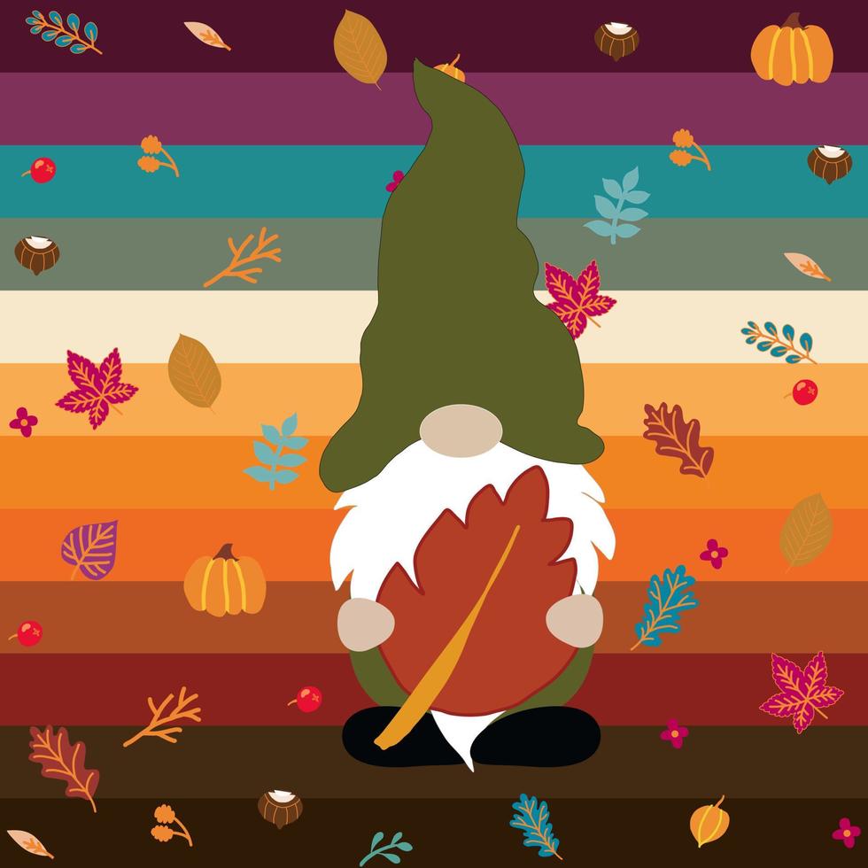 gnomos de otoño con elementos de otoño. diseño de camisa de otoño. diseño de camiseta de gnomos de otoño diy. gnomos con hojas, calabaza. sublimación de otoño, santa, navidad. vector