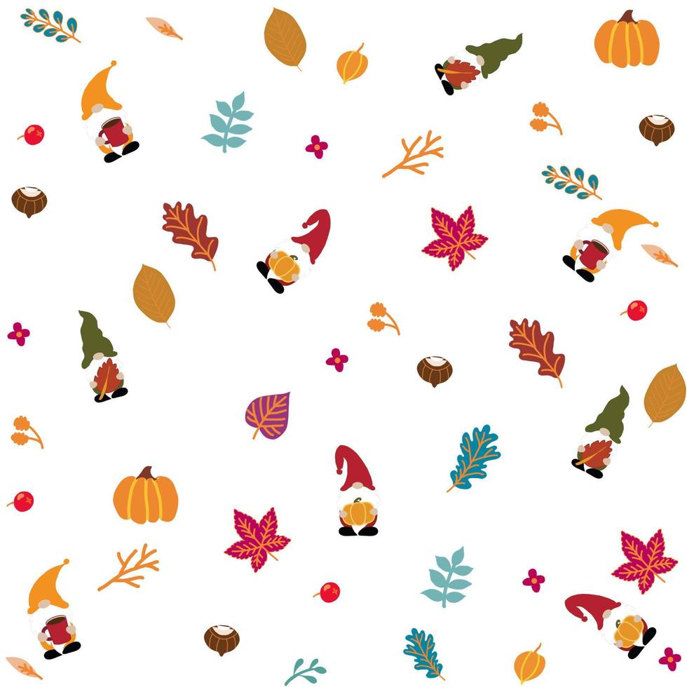 Autumn gnomes with autumn elements. Fall shirt design. DIY fall gnomes shirt design. Gnomes with leaves, pumpkin. Autumn sublimation, santa, xmas. vector