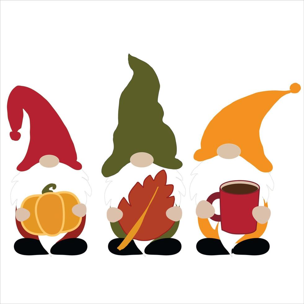 gnomos de otoño con elementos de otoño. diseño de camisa de otoño. diseño de camiseta de gnomos de otoño diy. gnomos con hojas, calabaza. sublimación de otoño, santa, navidad. vector