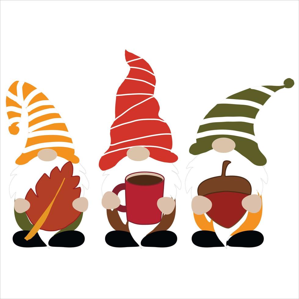 Autumn gnomes with autumn elements. Fall shirt design. DIY fall gnomes shirt design. Gnomes with leaves, pumpkin. Autumn sublimation, santa, xmas. vector
