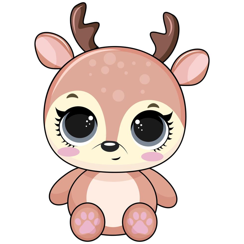 Vector cartoon illustration of cute Deer