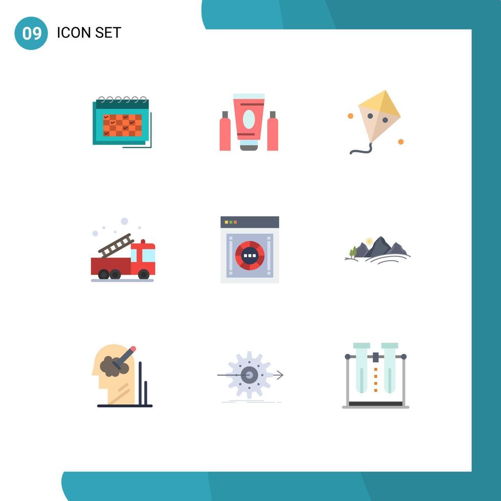 Modern Set of 9 Flat Colors Pictograph of fire alarm cream spring easter Editable Vector Design Elements