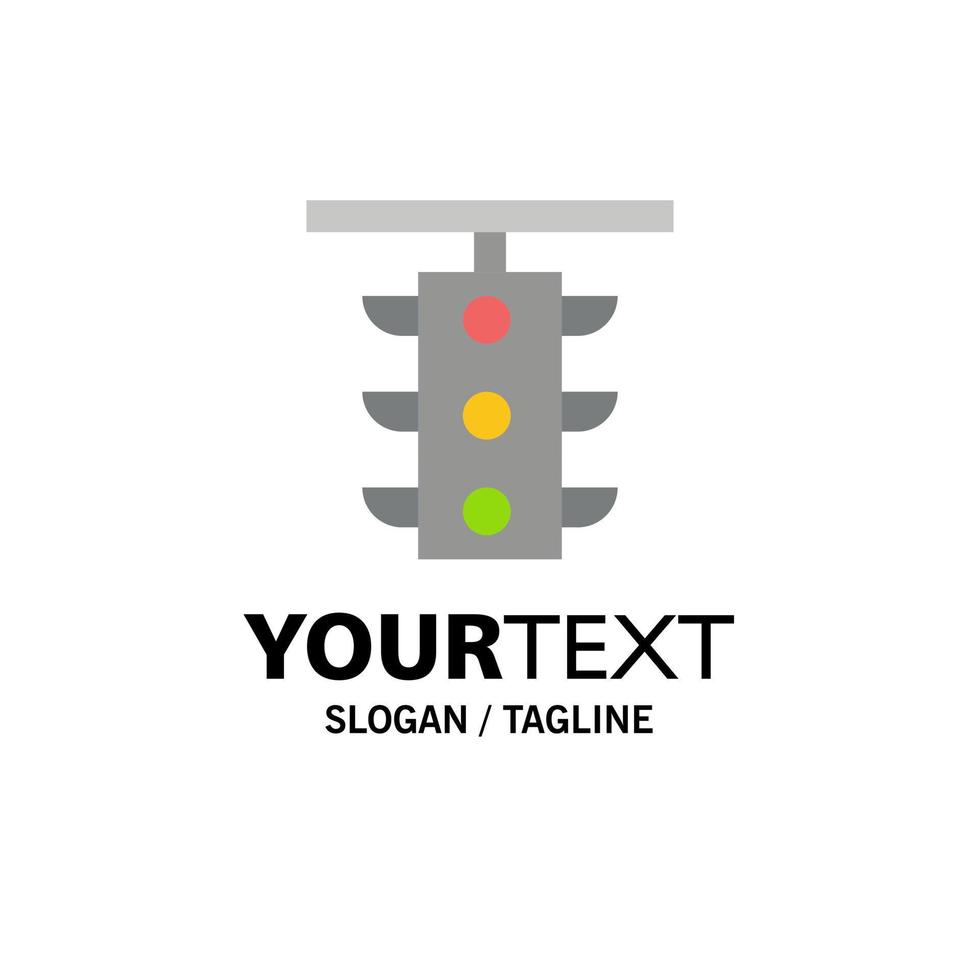 Light Sign Station Traffic Train Business Logo Template Flat Color vector