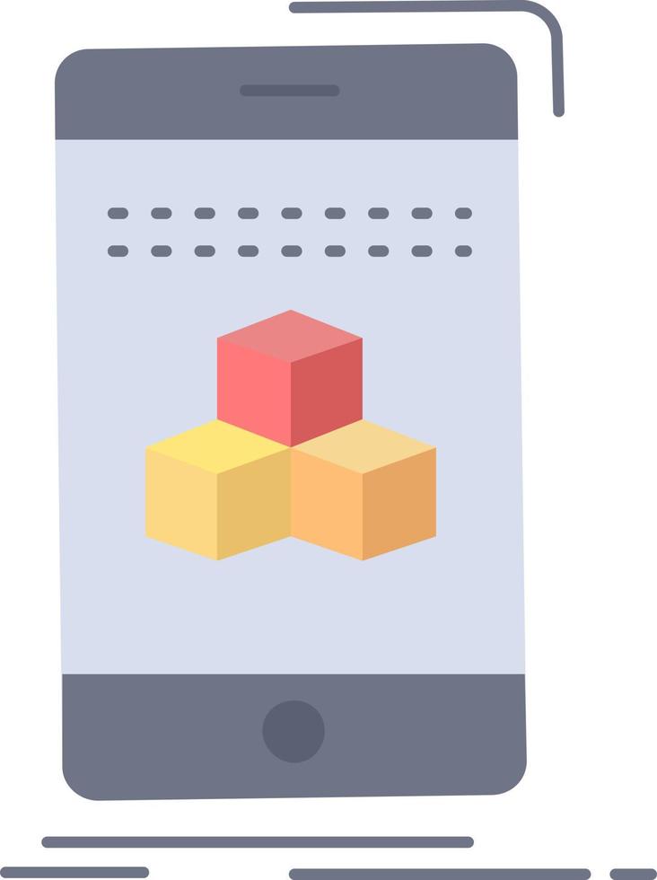 box 3d cube smartphone product Flat Color Icon Vector