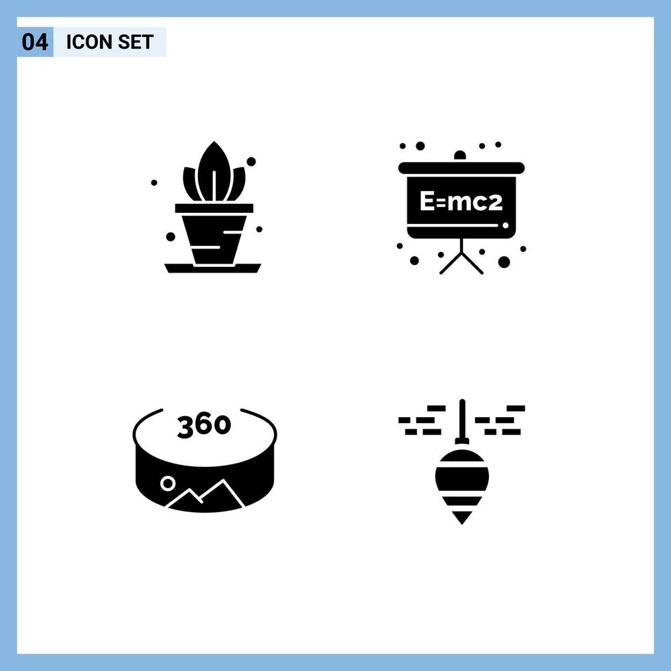 Pictogram Set of 4 Simple Solid Glyphs of home plumb board physics formula plumb bob Editable Vector Design Elements