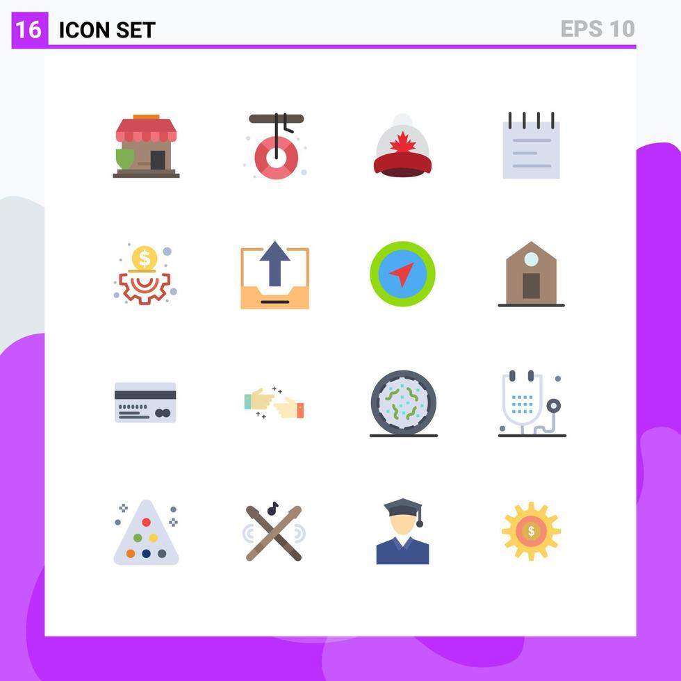 Pack of 16 creative Flat Colors of content school rescue notebook canada Editable Pack of Creative Vector Design Elements
