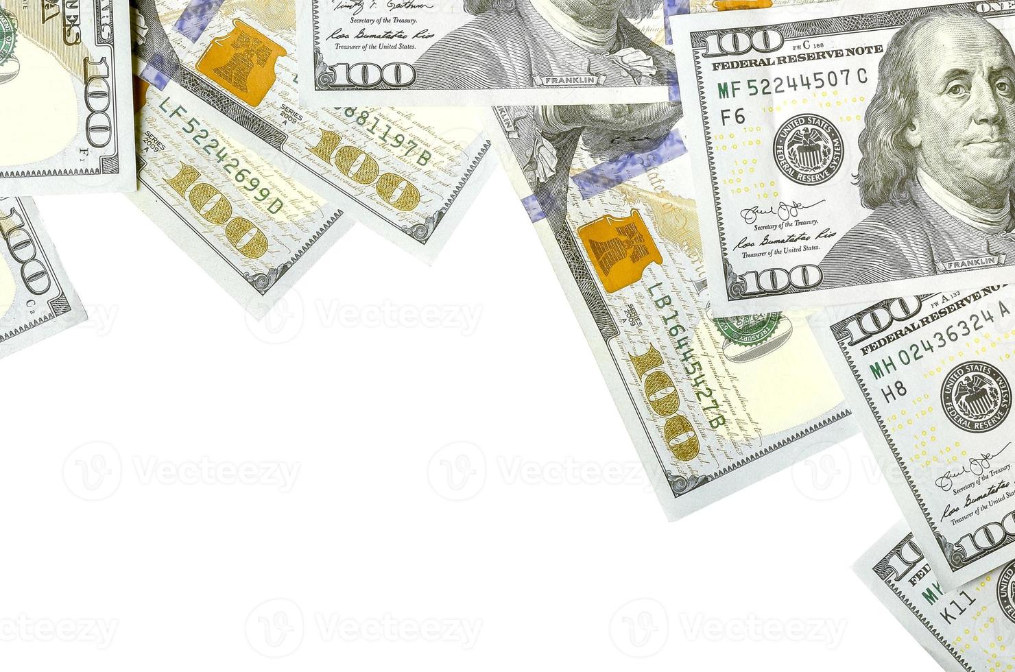 Dollar bills. American money isolated on white with copy space photo