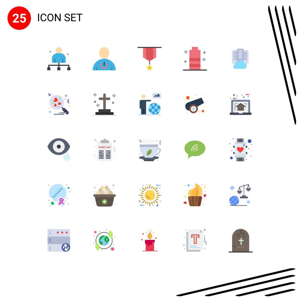 Editable Vector Line Pack of 25 Simple Flat Colors of energy battery human plain insignia Editable Vector Design Elements