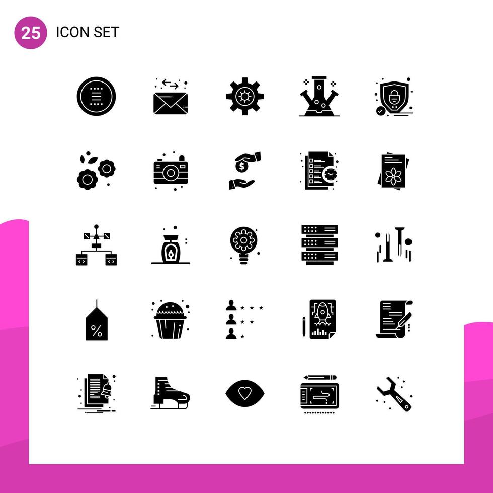 paquete de iconos vectoriales de stock de 25 signos y símbolos de línea para elementos de diseño vectorial editables de conocimientos científicos de engranajes de tecnología de seguridad vector