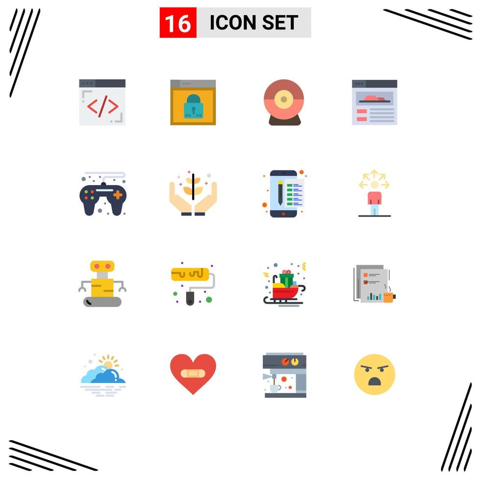 Set of 16 Commercial Flat Colors pack for agriculture game lock game controller site Editable Pack of Creative Vector Design Elements