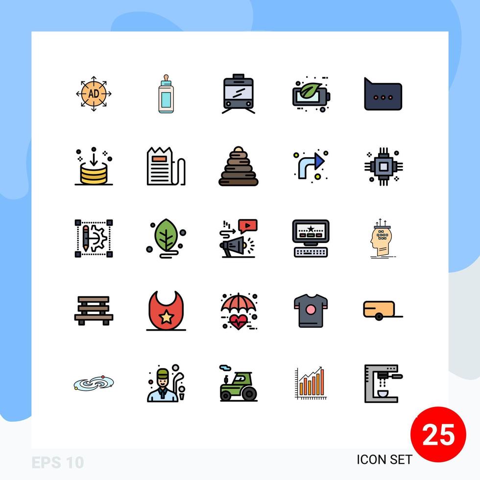 Set of 25 Modern UI Icons Symbols Signs for comment bubble milk battery ecology Editable Vector Design Elements