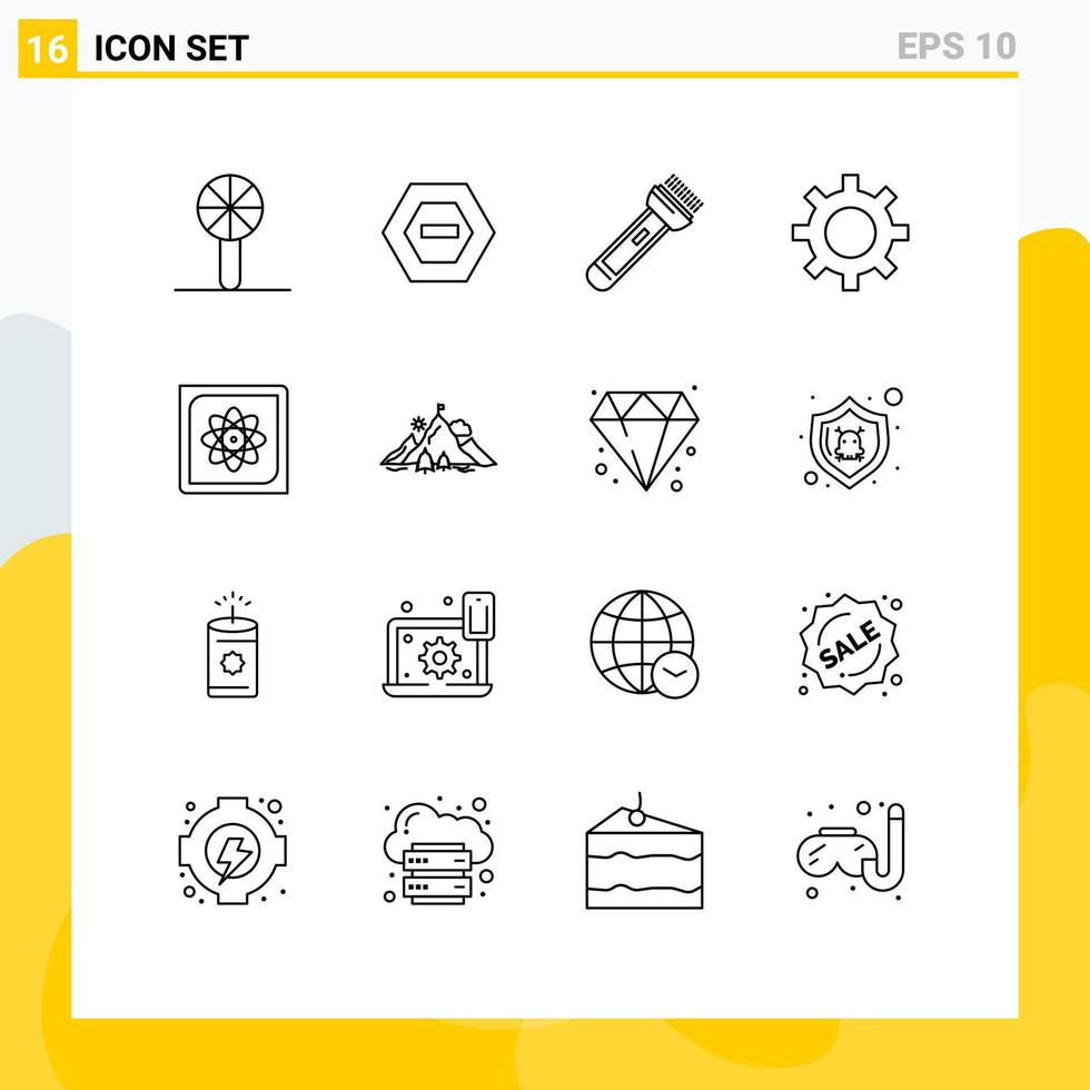 Mobile Interface Outline Set of 16 Pictograms of vehicle maintenance vehicles data setting camping Editable Vector Design Elements